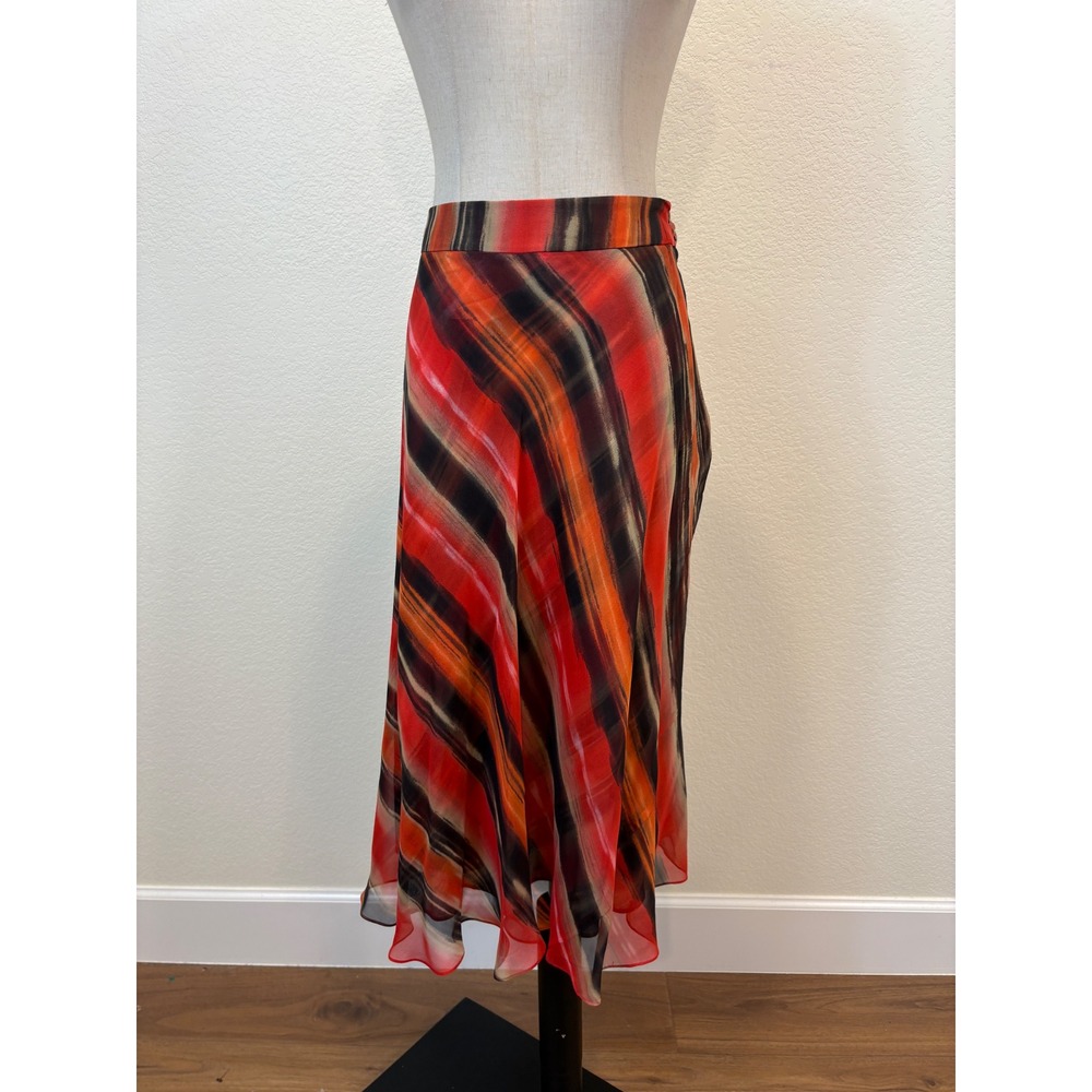 NWT vtg 90s Jones New York Silk Skirt 14 Red Orange  Midi Boho‎ Indie sleaze